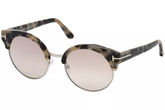 Tom Ford ALISSA FT0608 56G Havana Silver Round Mirror Sunglasses 54-21-140