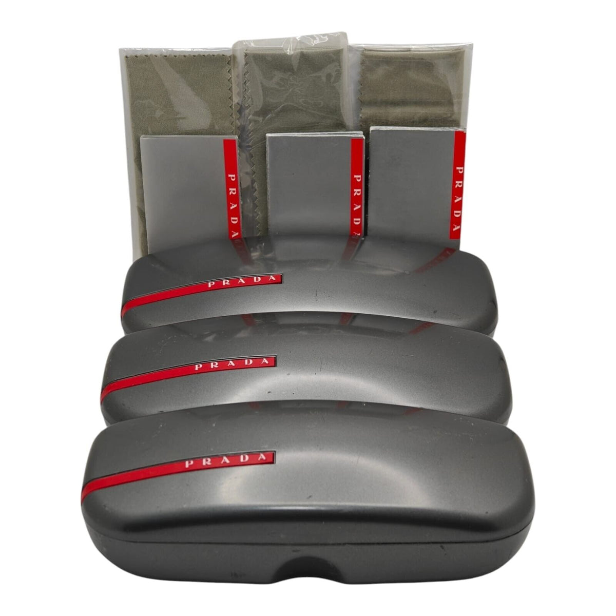 Prada Eyewear Cases Grey - Set of 3 - Authentic Designer Accessories