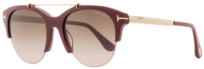 Tom Ford Oval Sunglasses TF517 Adrenne 69T Burgundy/Gold 55mm - Authentic Design