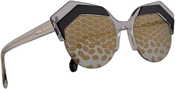 Bvlgari BV8203 Sunglasses Top Black On Crystal w/Grey Mirror Silver 569T9 53mm