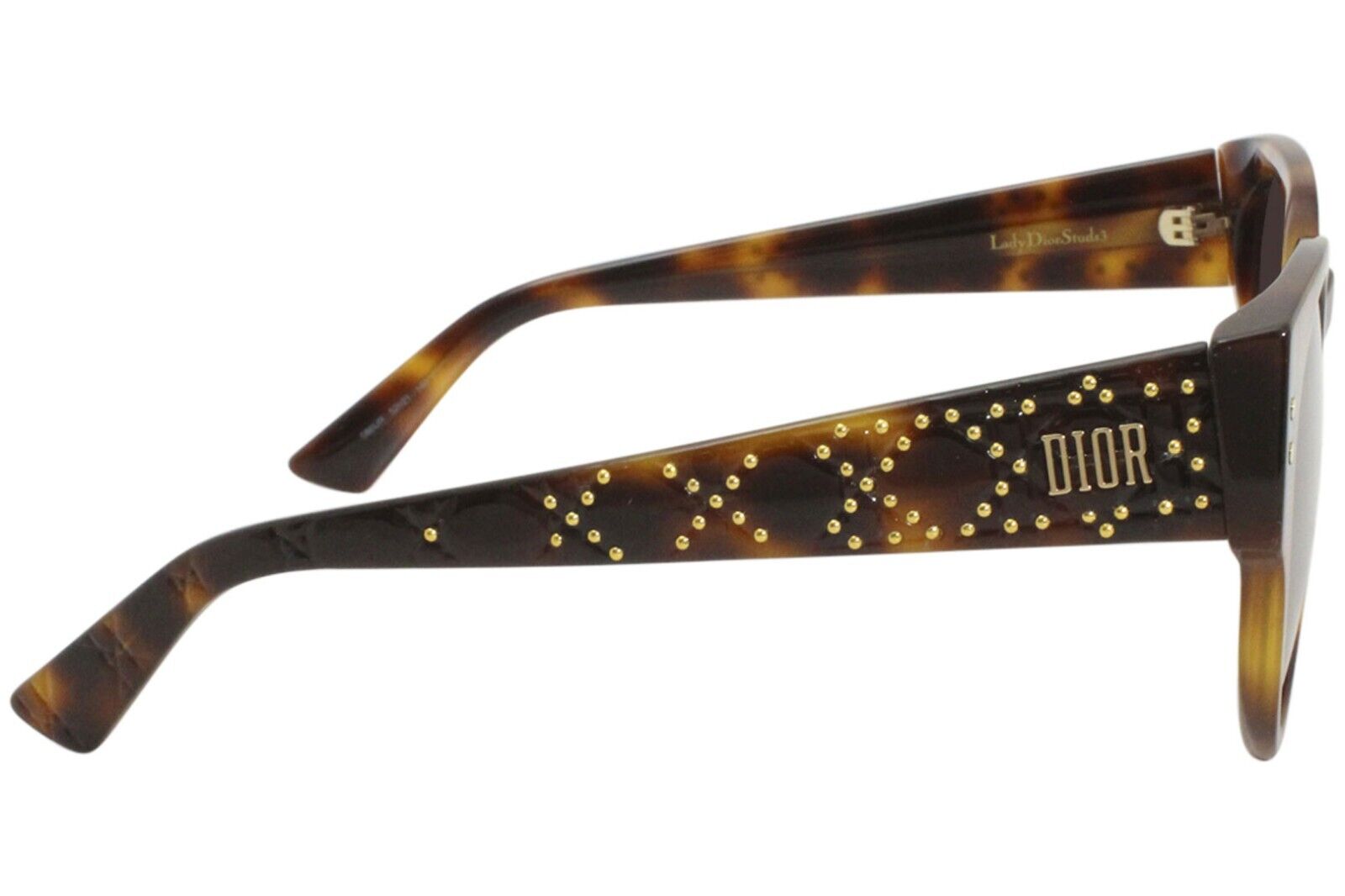 NEW Christian Dior LadyDiorStuds3 Sunglasses - Dark Havana/Red 086UR - 52-21-140